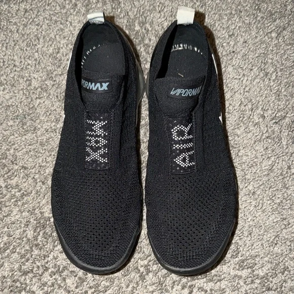 Nike Black Slip-On Vapormax Knit Sneakers - Picture 1 of 9